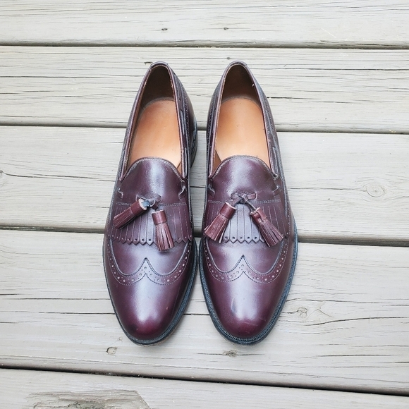 Vintage 80s Allen Edmonds Mansfield Oxblood Leather Kiltie‎ Fringe Tassel Brogue - Picture 2 of 8